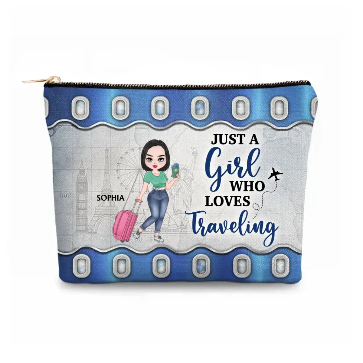 Travel - Just A Girl Who Loves Traveling  - Personalized Cosmetic Bag Cosmetic Bag The Next Custom Gift