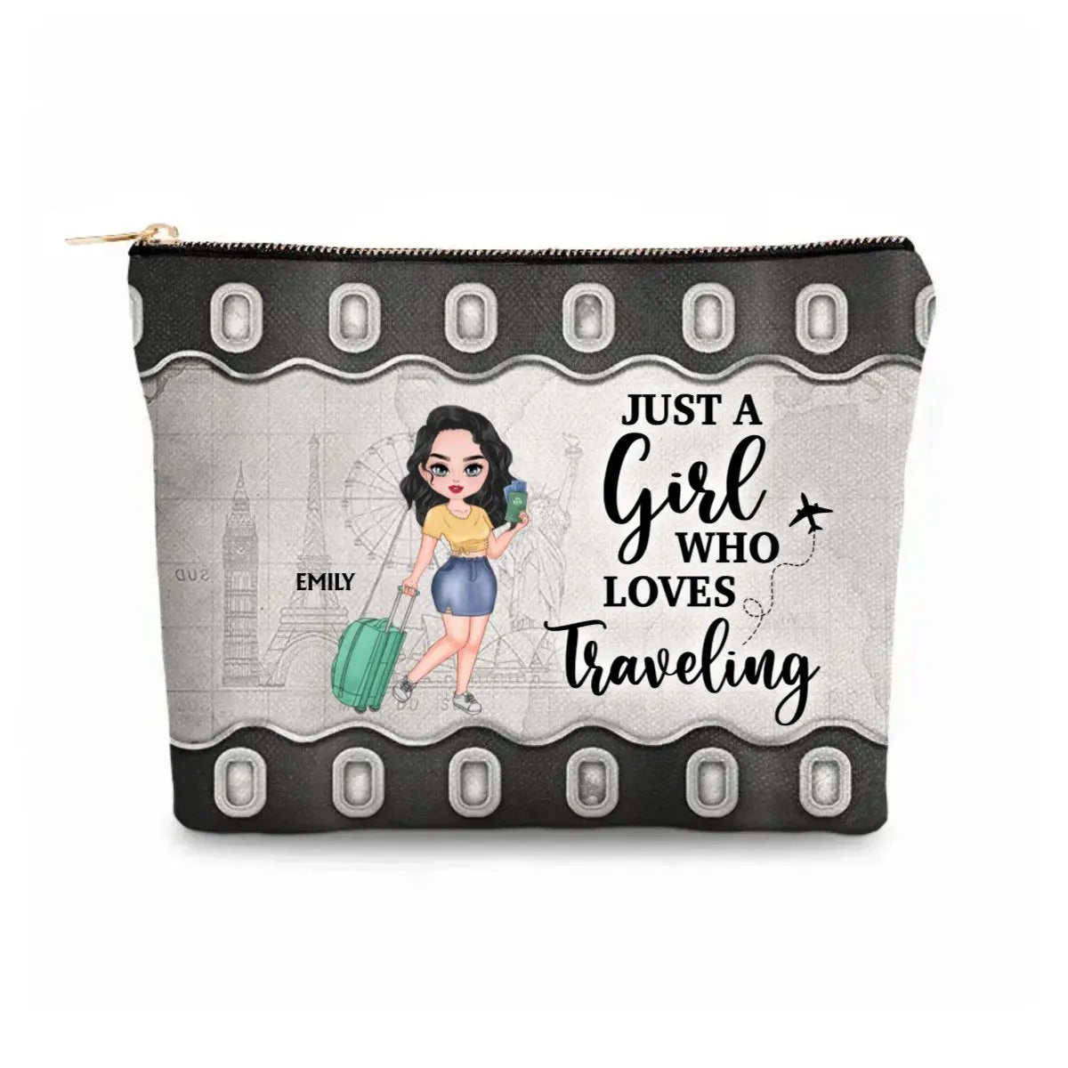 Travel - Just A Girl Who Loves Traveling  - Personalized Cosmetic Bag Cosmetic Bag The Next Custom Gift