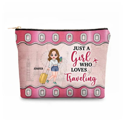 Travel - Just A Girl Who Loves Traveling  - Personalized Cosmetic Bag Cosmetic Bag The Next Custom Gift