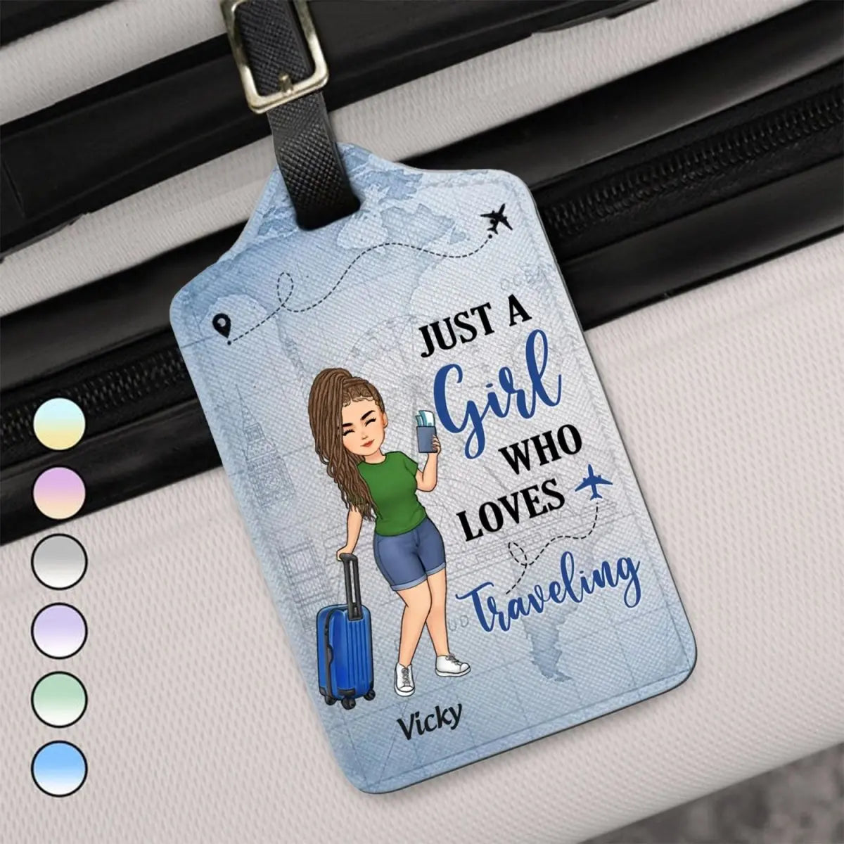 Travel Lovers - Just A Girl Boy Who Loves Traveling - Personalized Luggage Tag Luggage Tag The Next Custom Gift