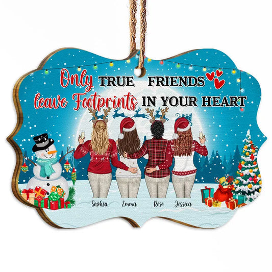 True Friends Leave Footprints - Bestie BFF Christmas Gift - Personalized Custom Wooden Ornament ornament The Next Custom Gift