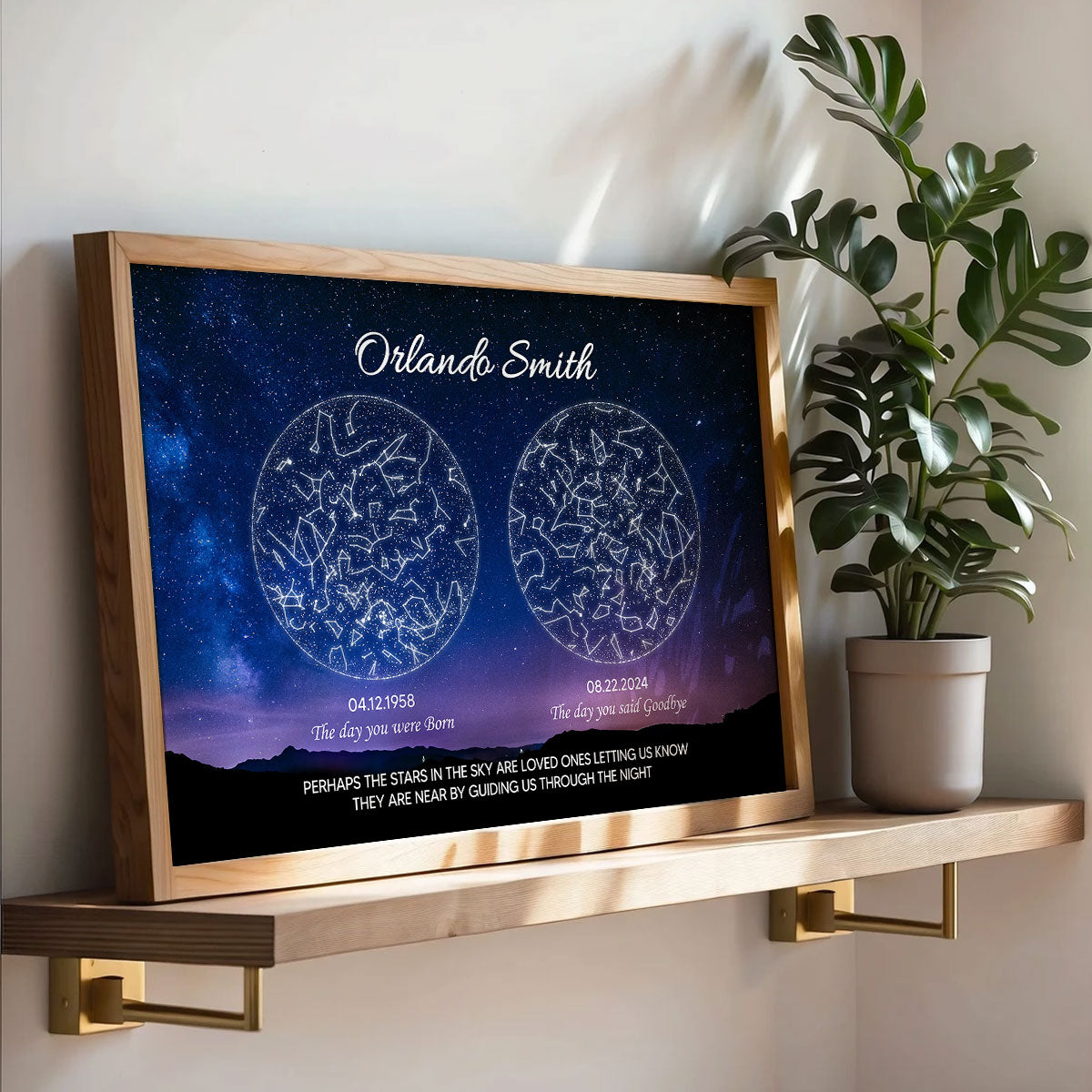 Lost Loved One Star Map Art Memorial Sympathy Gift Personalized Poster, Custom By Location And Date