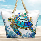 Turtle Mom Grandma - Personalized Beach Bag