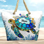 Turtle Mom Grandma - Personalized Beach Bag