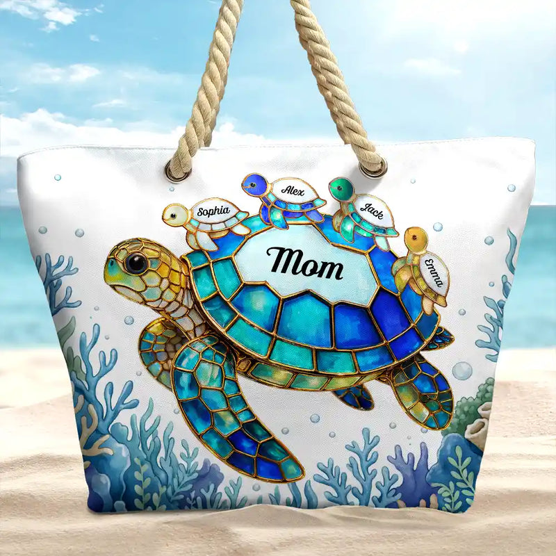 Turtle Mom Grandma - Personalized Beach Bag