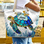 Turtle Mom Grandma - Personalized Beach Bag