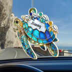 Turtle Stained Glass Mom Grandma - Personalized Acrylic Car Hanger