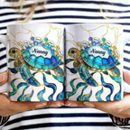 Turtle Stained Glass Mom Grandma - Personalized White Edge-to-Edge Mug