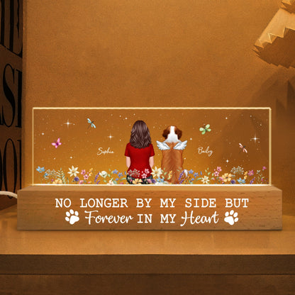 Forever In My Heart Dog Cat Memorial Floral Sympathy Gift Memorial Keepsake Personalized Acrylic Block LED Night Light
