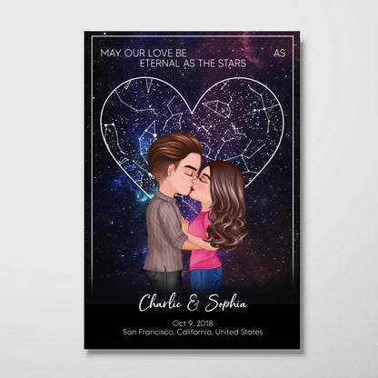 May Our Love Be as Eternal as the Stars Personalized Poster, Custom Star Map by Date & Location, Unique Heartfelt Anniversary, Birthday Gift for him, Gift for her