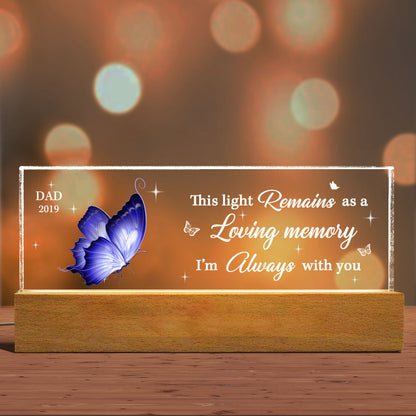 This Light Remains As A Loving Memory We're Always With You Memorial Personalized Acrylic Block LED Night Light, Christmas Sympathy Gift for Loved Ones