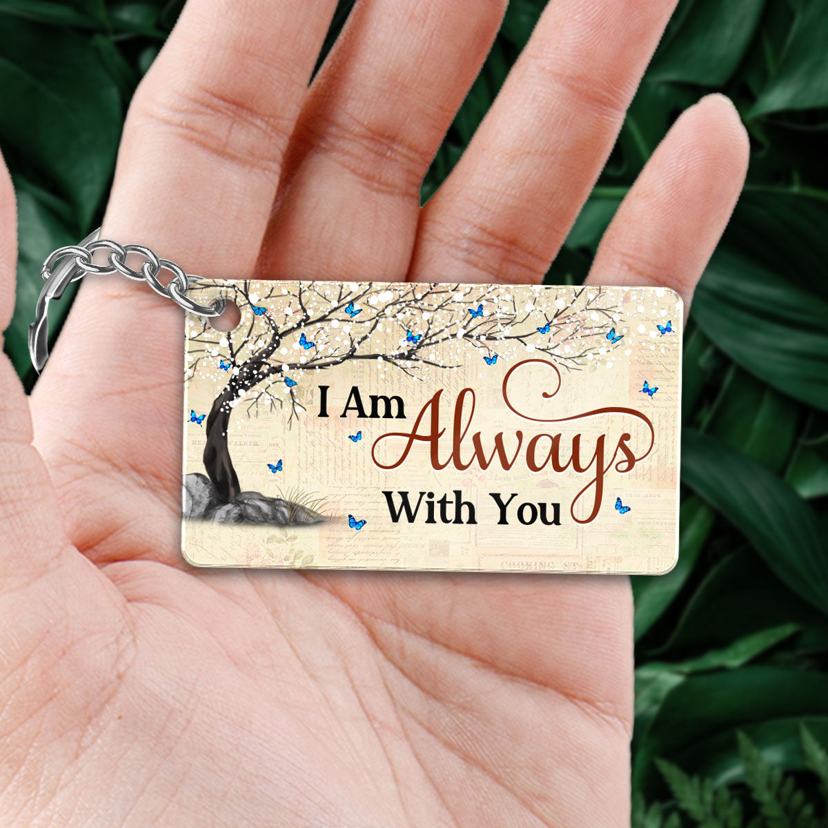 Cardinal Blossom Tree Old Paper Family Memorial Remembrance Sympathy Keepsake Personalized Acrylic Keychain