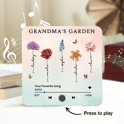 Grandma's Kitchen Birth Month Flower Personalized Music Fridge Magnet, Heartfelt Mother's Day Gift, Birthday Gift for Grandma