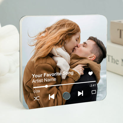 Custom Photo & Favorite Song Personalized Music Fridge Magnet, Valentine's Day Gift For Couple