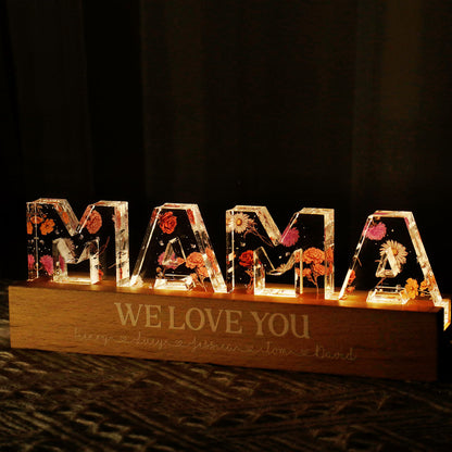 Custom Flower Printed LED Night Light, Birth Month Flower, Mother's Day Gift for Mom, Gift for Grandma, Gift for Wife