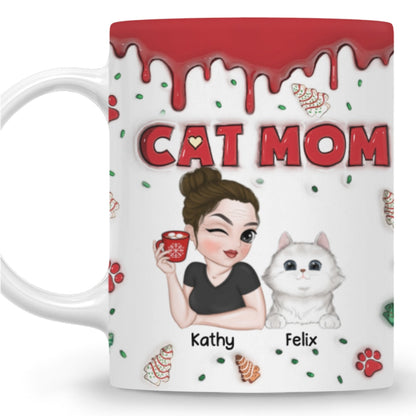 Cat Mom Christmas Cake - Personalized Custom 3D Inflated Effect Mug