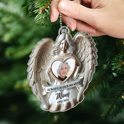 Angel Among Us Upload Photo Memorial Acrylic Ornament, 2024 Personalized 3D Effect Memorial Ornament, Heartfelt Memorial Keepsake For Your Loved One