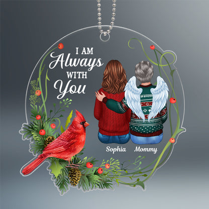 Always With You Cardinal Wreath Remembrance Memorial Keepsake Christmas Personalized Acrylic Ornament