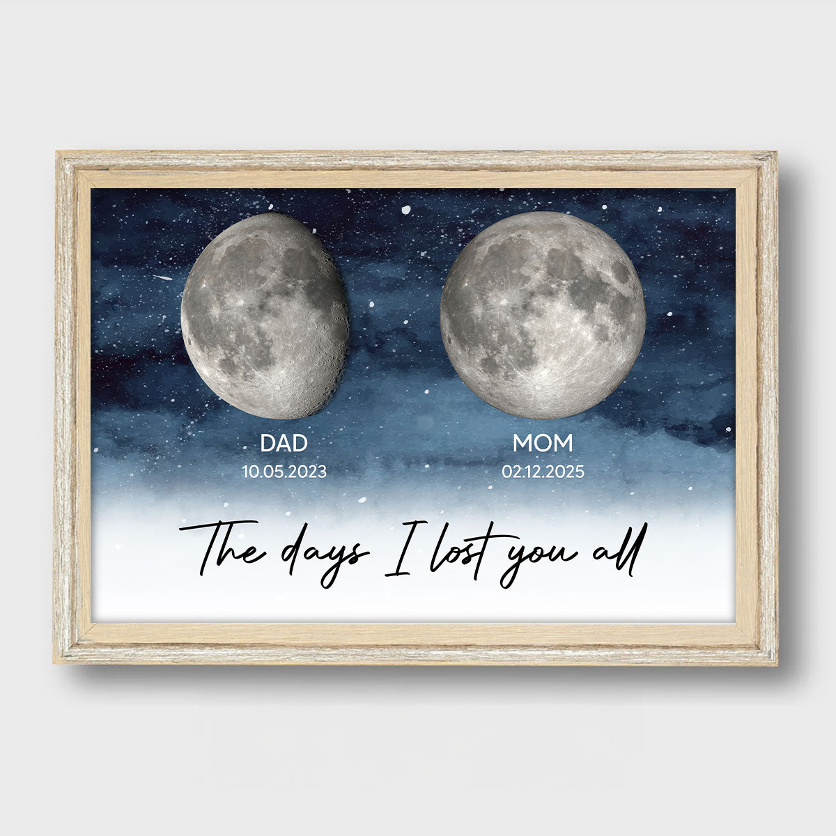 Starry Night Custom Date Moon Phase Dad Mom Memorial Personalized Poster, Rememberance Gift, Sympathy Gift