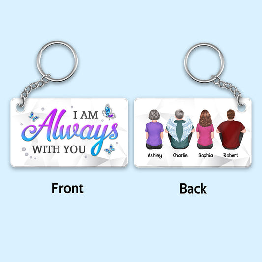 Blue Purple Butterfly Family Memorial Remembrance Keepsake Personalized Acrylic Keychain