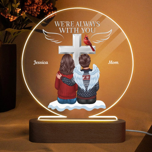 Always With You Family Memorial Keepsake Personalized Circle Plaque LED Night Light