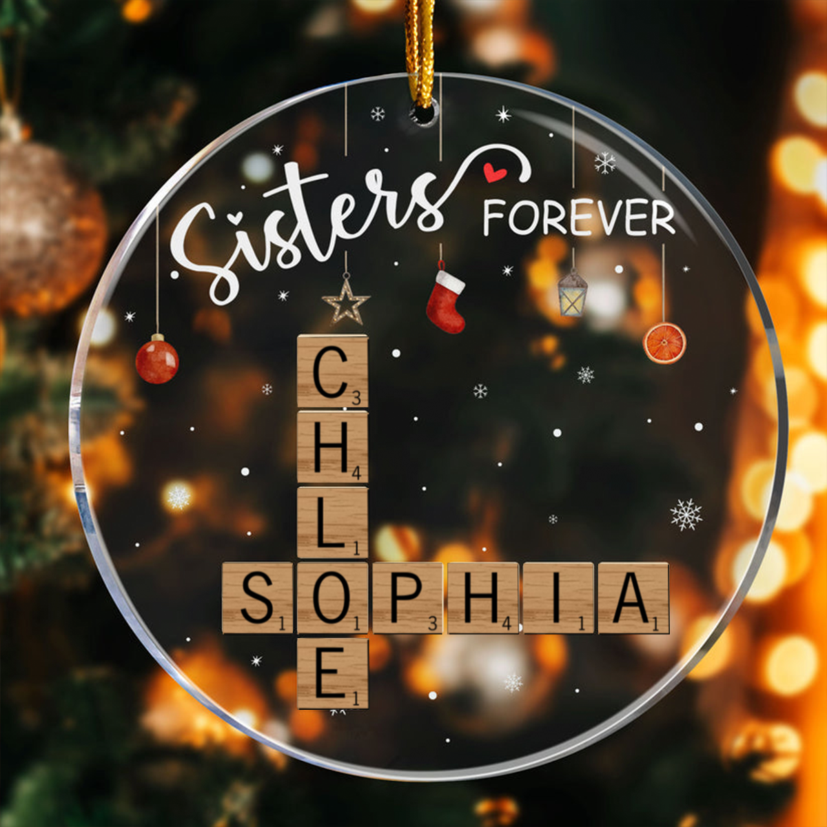 Sisters Forever Scrabble Custom Name - Personalized Acrylic Ornament