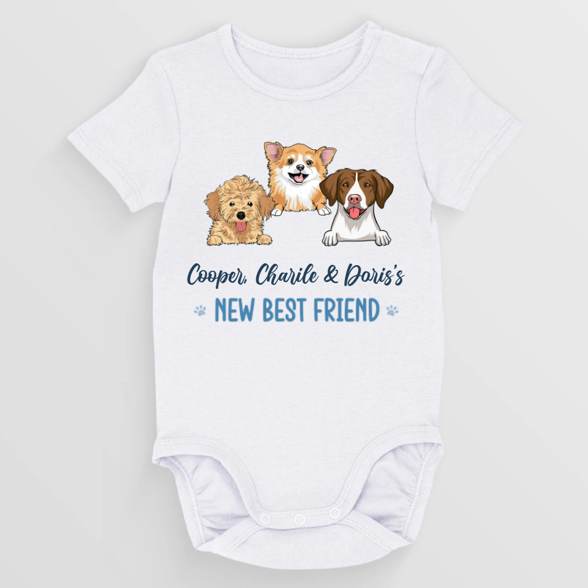 This Is Our New Best Friend - Dog & Cat Personalized Custom Baby Onesie - Baby Shower Gift, Gift For Pet Lovers, Pet Owners