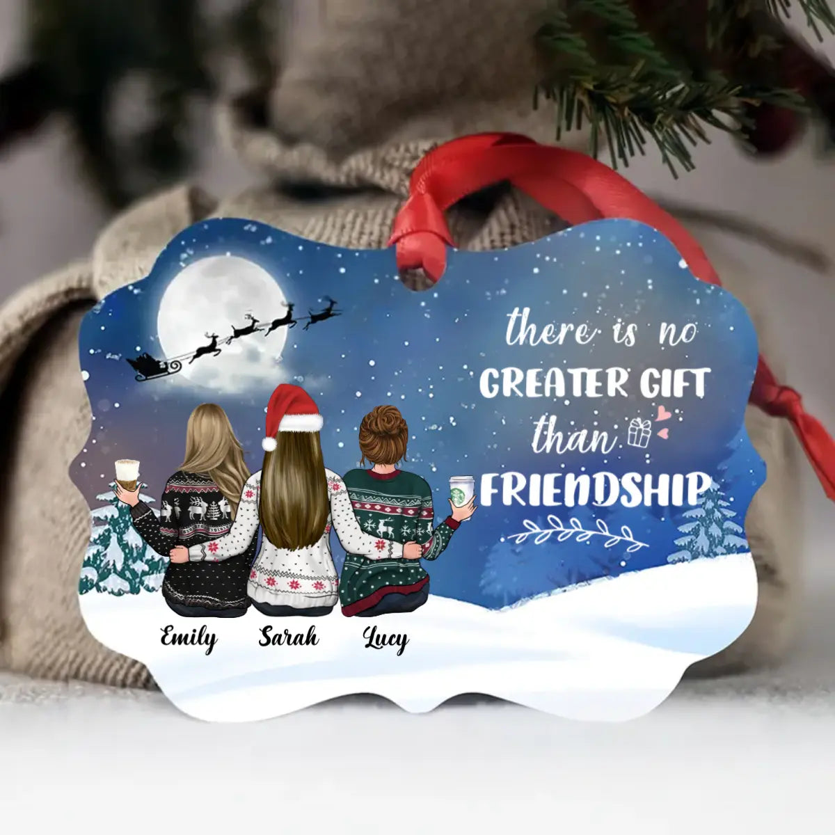 Up to 5 Girls - Xmas Ornament - There is No Greater Gift than Friendship - Personalized Ornament ornament The Next Custom Gift