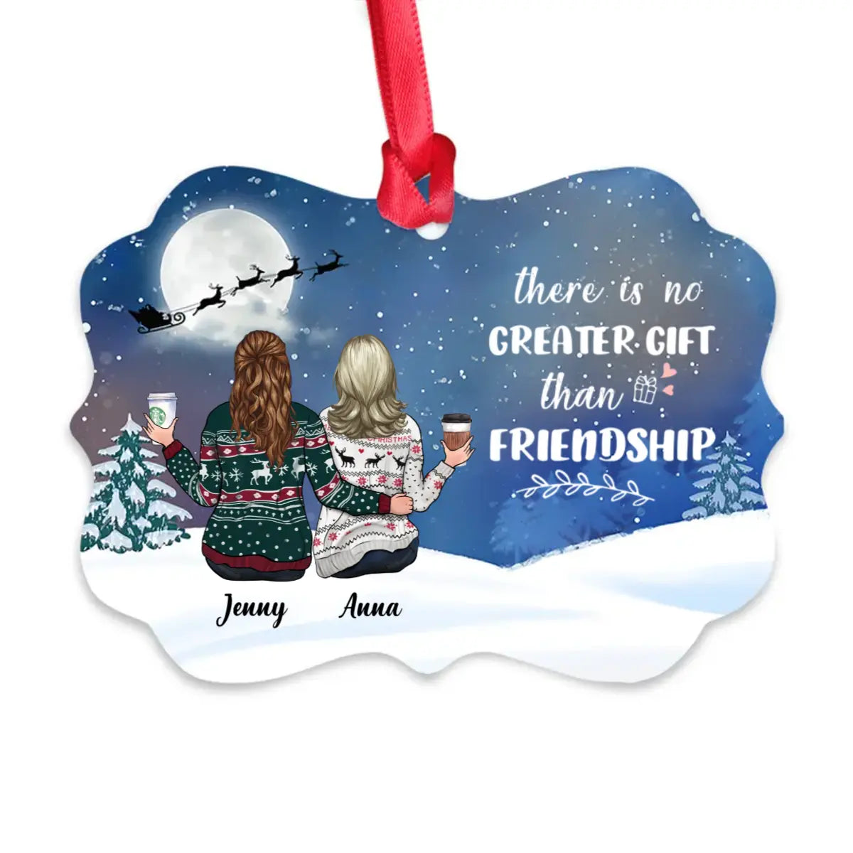 Up to 5 Girls - Xmas Ornament - There is No Greater Gift than Friendship - Personalized Ornament ornament The Next Custom Gift