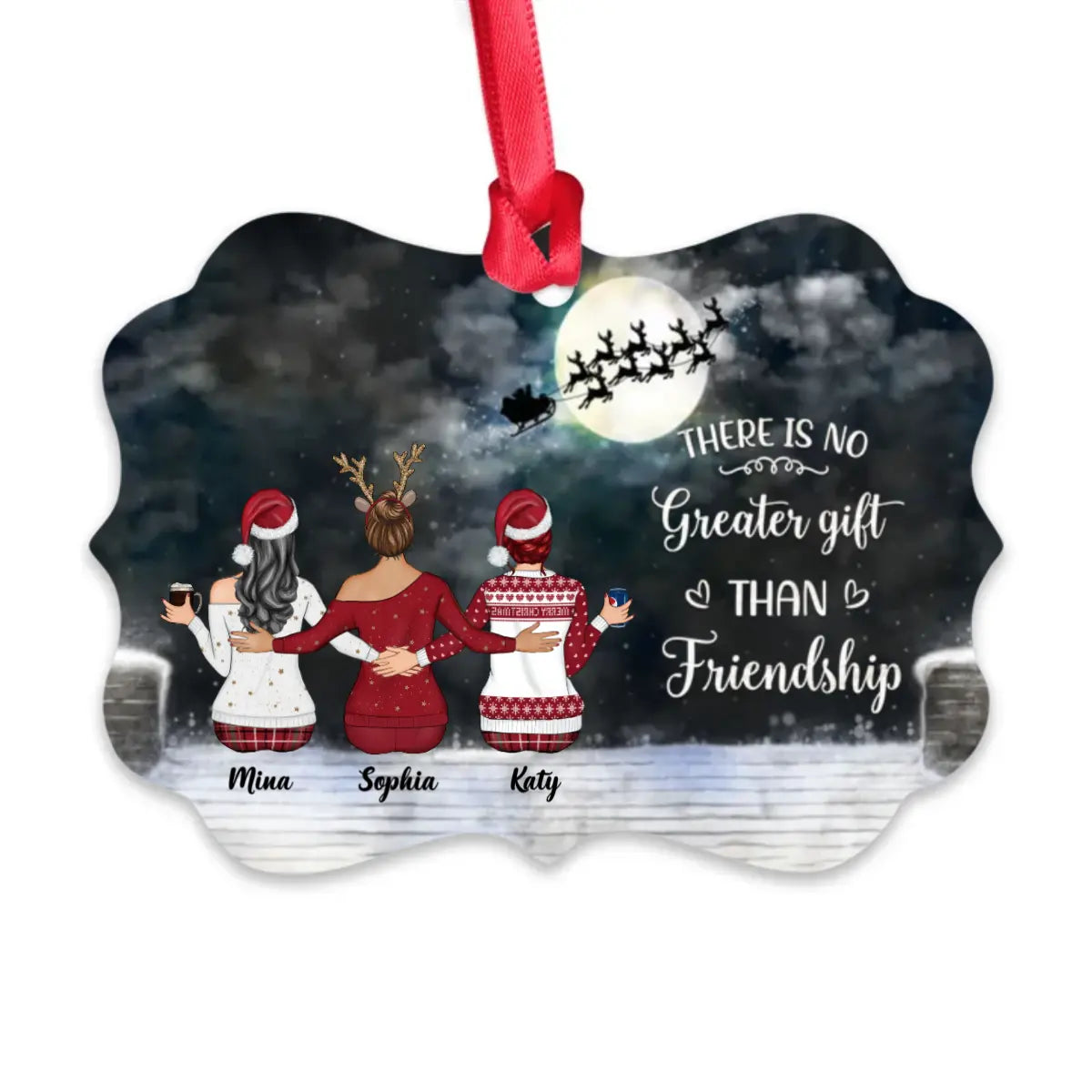 Up to 6 Girls - Ornament - There Is No Greater Gift Than Friendship (N) - Personalized Ornament Ornament The Next Custom Gift