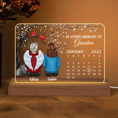 Blossom Tree Always With You Memorial Sympathy Date Calendar Personalized Horizontal Rectangle Plaque With LED Night Light