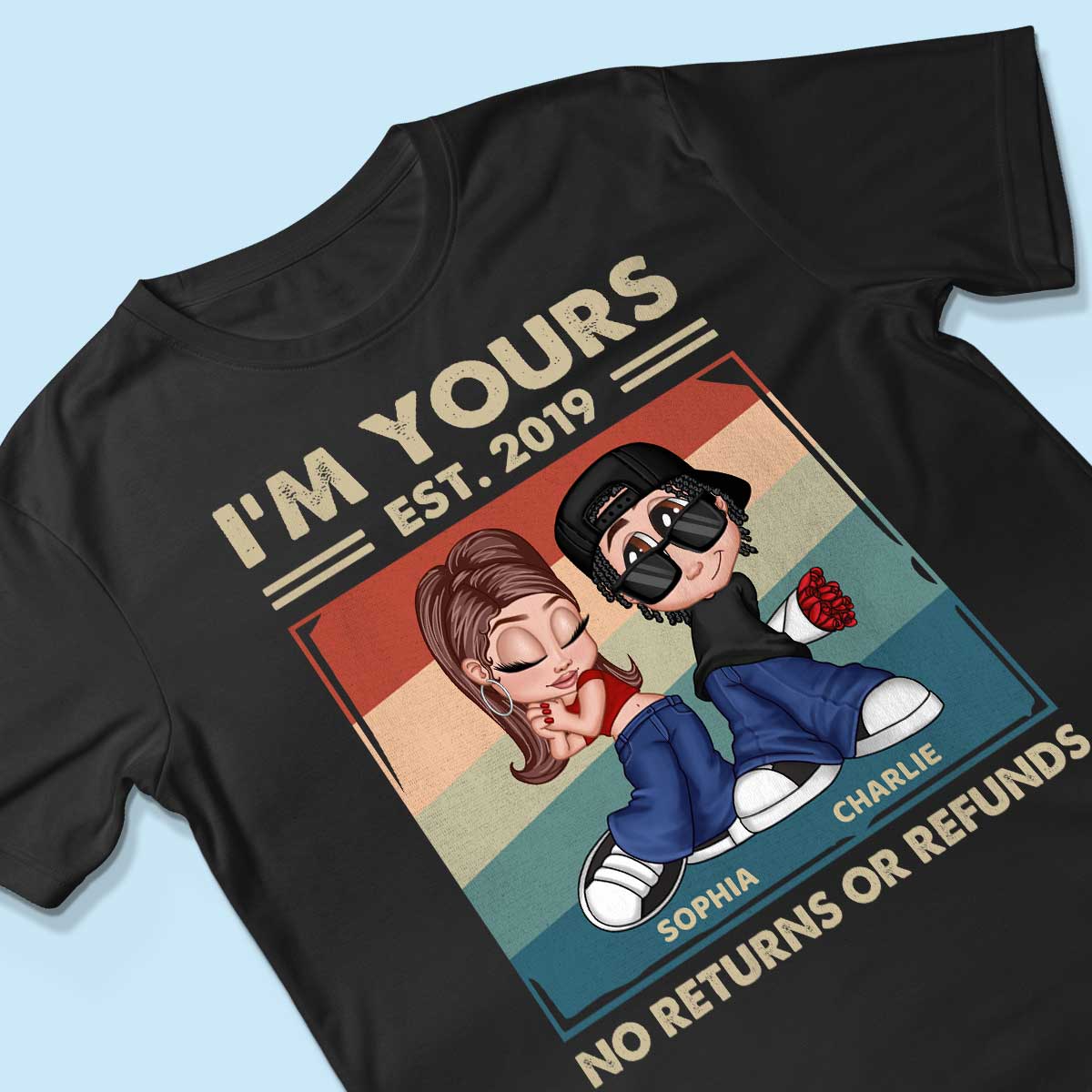 Y2K Couple Retro Frame Personalized Shirt, Gift For Him Gift For Her