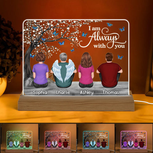 Butterflies Blossom Tree Always With You Family Memorial Remembrance Gift Personalized Custom Shape Acrylic Plaque LED Night Light