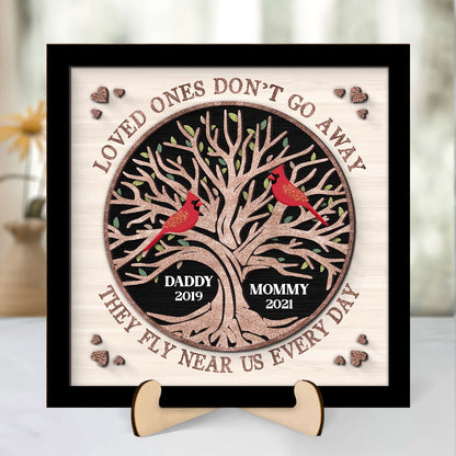 Memorial Cardinals Glitter Tree Personalized 2-layer Wooden Plaque