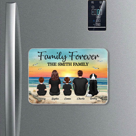 Family Forever Beach Landscape Personalized Acrylic Fridge Magnet, Gift For Family