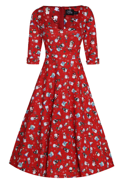 Scarlette Red Snowman Dress - Preorder for dispatch 12th November