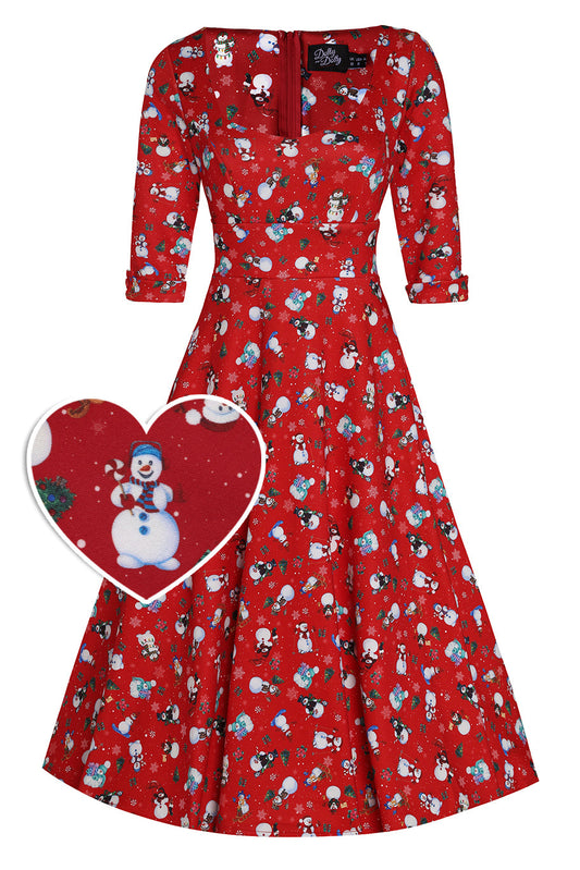 Scarlette Red Snowman Dress - Preorder for dispatch 12th November