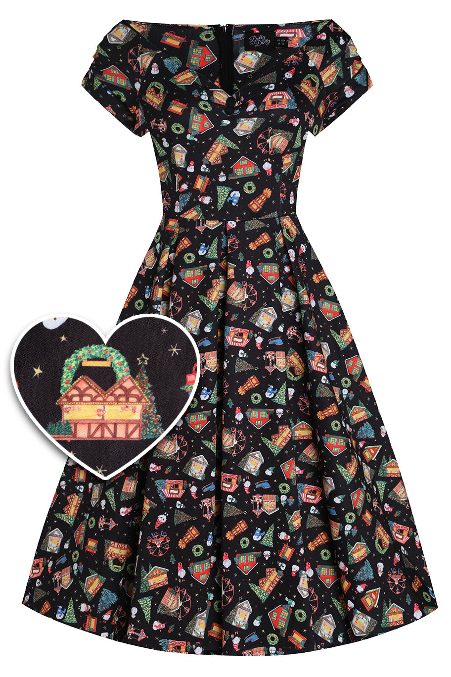 Lily Christmas Fair Swing Dress in Black - Preorder for dispatch 9th November