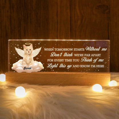 Your Light Will Always Shine In My Heart Personalized Acrylic Block LED Night Light, Sympathy Gift For Pet Owners