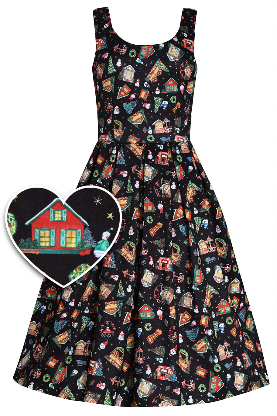 Amanda Christmas Swing Dress in Black - Preorder for dispatch 9th November