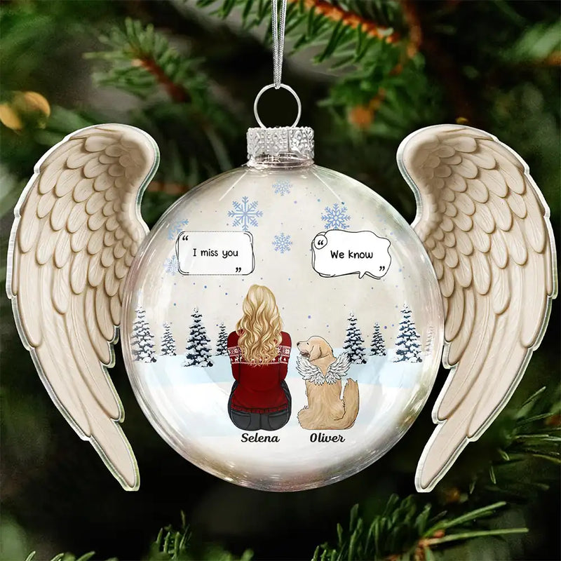 Angel Wings Heart Pet Memorial I Miss You - Personalized Custom Shaped Acrylic Ornament