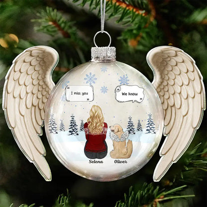 Angel Wings Heart Pet Memorial I Miss You - Personalized Custom Shaped Acrylic Ornament