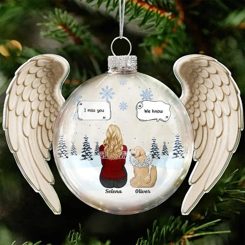 Angel Wings Heart Pet Memorial I Miss You - Personalized Custom Shaped Acrylic Ornament