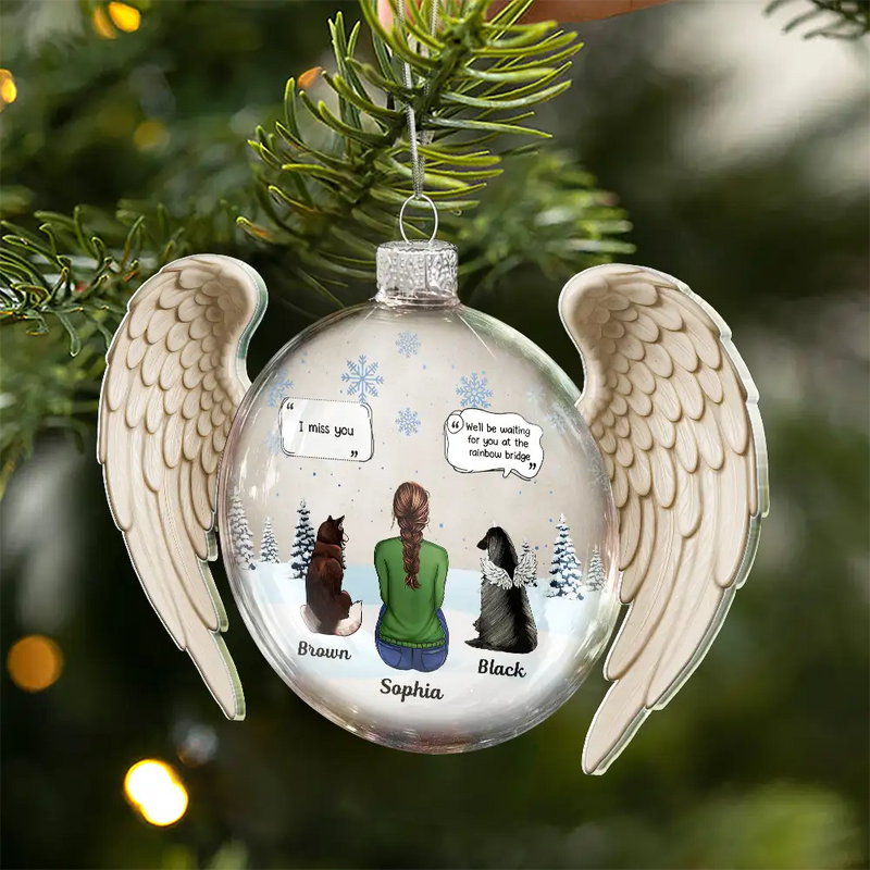 Angel Wings Heart Pet Memorial I Miss You - Personalized Custom Shaped Acrylic Ornament