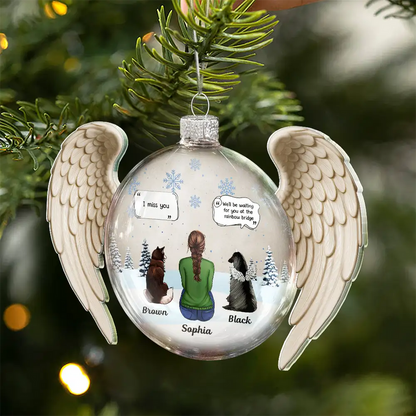 Angel Wings Heart Pet Memorial I Miss You - Personalized Custom Shaped Acrylic Ornament
