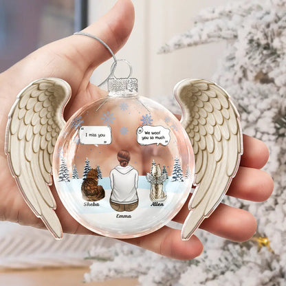 Angel Wings Heart Pet Memorial I Miss You - Personalized Custom Shaped Acrylic Ornament