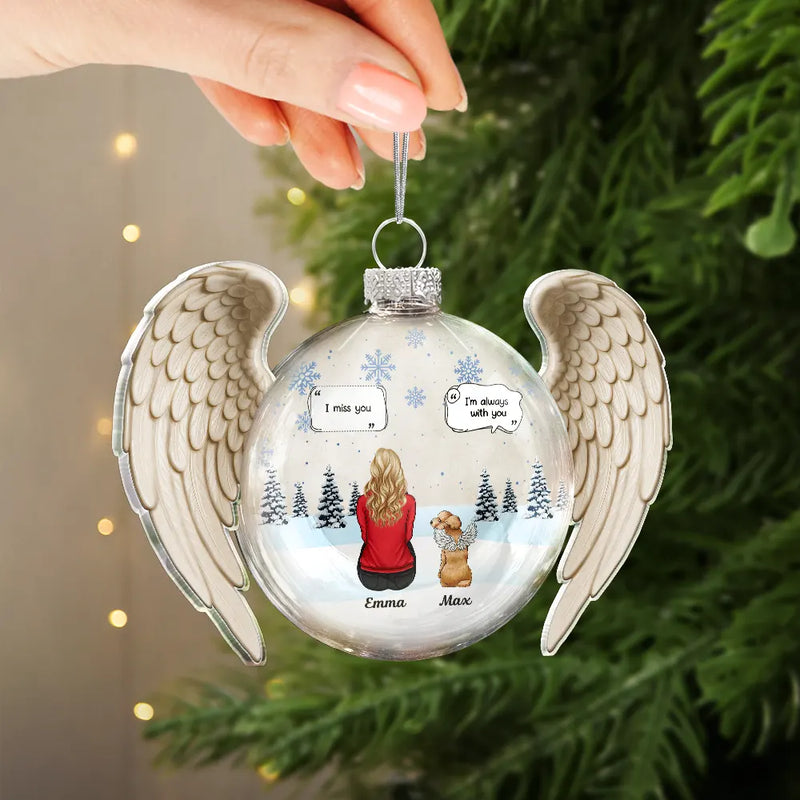 Angel Wings Heart Pet Memorial I Miss You - Personalized Custom Shaped Acrylic Ornament