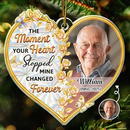 Custom Photo Memorial The Moment Your Heart Stopped - Personalized Custom Shaped Acrylic Ornament