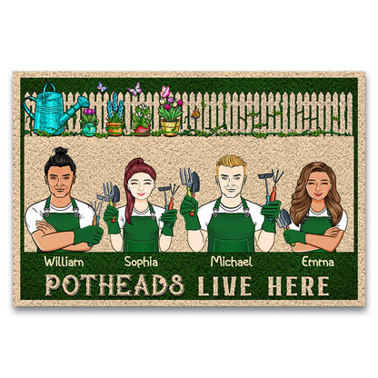 Potheads Live Here - Gift For Garden Lovers - Personalized Custom Doormat