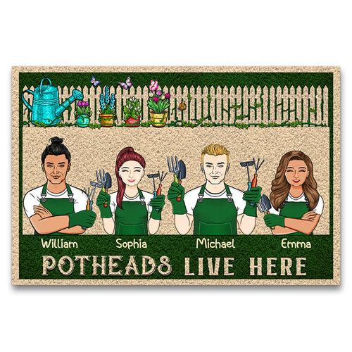 Potheads Live Here - Gift For Garden Lovers - Personalized Custom Doormat